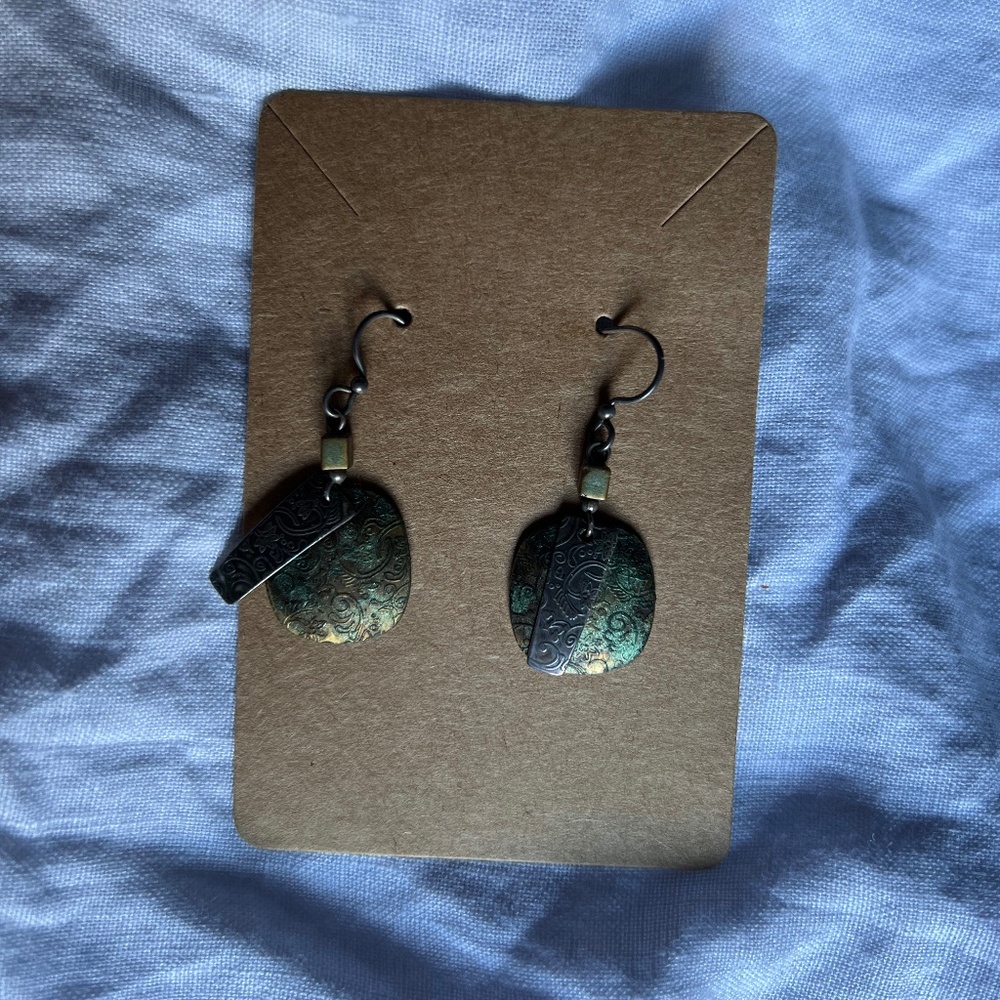 Artistic stamped metal earrings